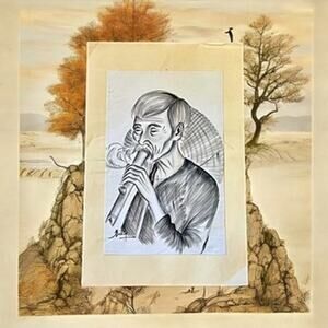 Vintage Asian Silk Drawing-Beky-Unframed-Vietnamese Art-Portrait-Oriental-Decor